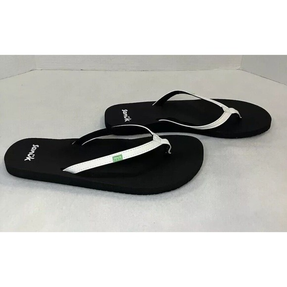 Sanuk Women's Yoga Mat Sandals Size 10 Black With White Straps - Picture 4 of 8